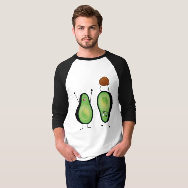 Avocado lustige zujubelnde grüne Grube Handstand T-Shirt (Vorne ganz)