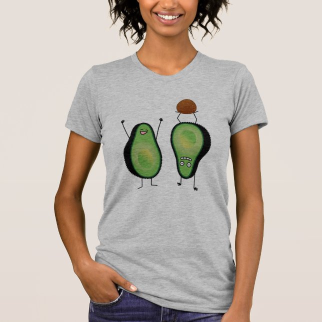 Avocado lustige zujubelnde grüne Grube Handstand T-Shirt (Vorderseite)