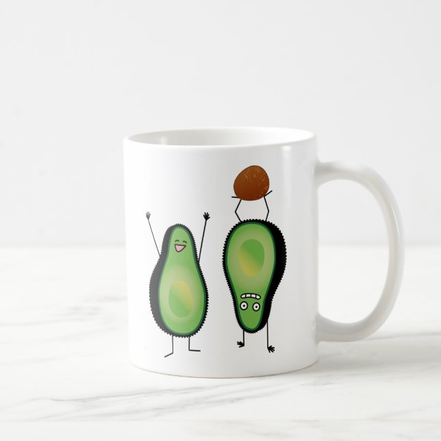 Avocado lustige zujubelnde grüne Grube Handstand Tasse (Rechts)