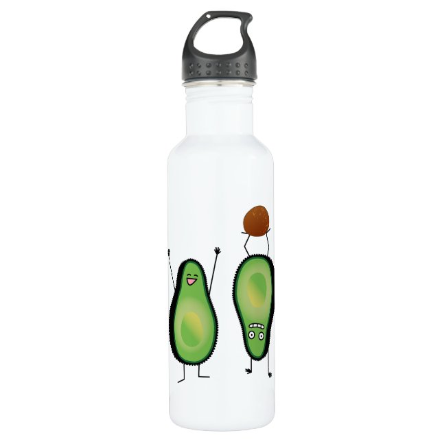 Avocado lustige zujubelnde grüne Grube Handstand Trinkflasche (Vorderseite)