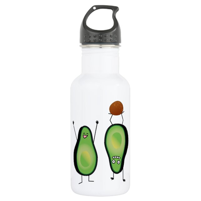 Avocado lustige zujubelnde grüne Grube Handstand Trinkflasche (Vorderseite)