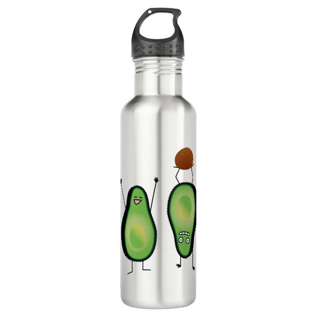 Avocado lustige zujubelnde grüne Grube Handstand Trinkflasche (Vorderseite)