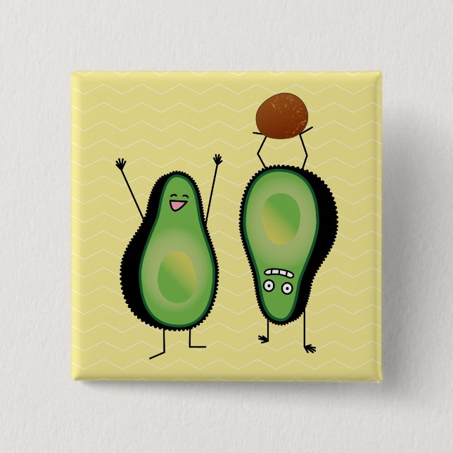 Avocado lustiges Beisammensein Handstand Grün Grub Button (Vorderseite)