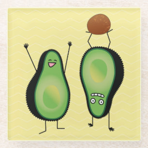 Avocado lustiges Beisammensein Handstand Grün Grub Glasuntersetzer