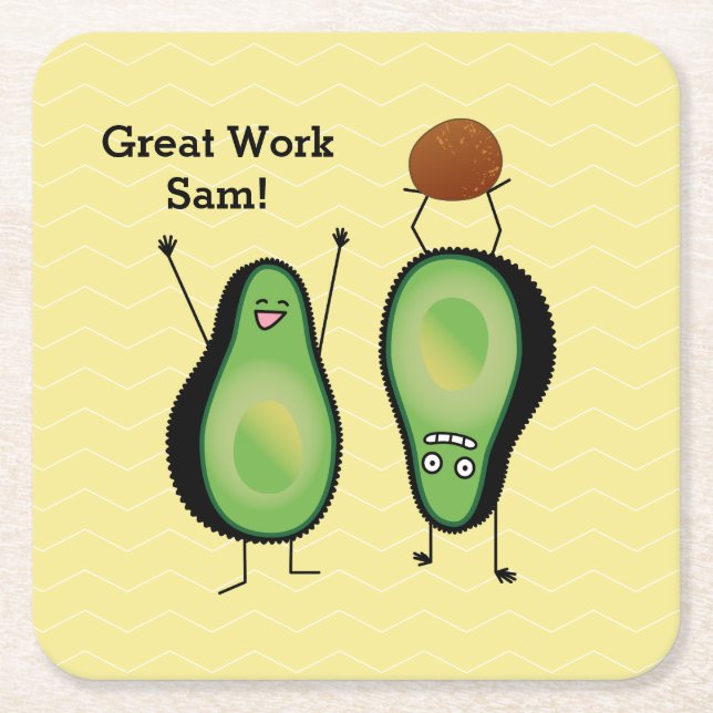 Avocado lustiges Beisammensein Handstand Grün Grub Rechteckiger Pappuntersetzer (Vorderseite)