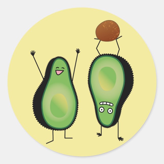 Avocado lustiges Beisammensein Handstand Grün Grub Runder Aufkleber (Vorderseite)