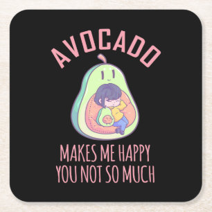 Avocado macht mich glücklich rechteckiger pappuntersetzer