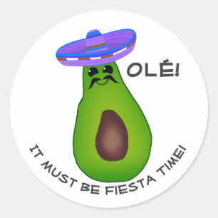 Avocado Man und Sombrero Classic Round Sticker