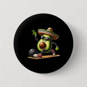 Avocado mit Bowling-Kompetenzen Cinco De Mayo Funn Button