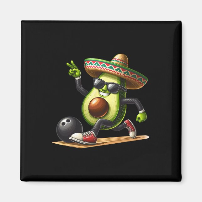 Avocado mit Bowling-Kompetenzen Cinco De Mayo Funn Magnet (Vorne)