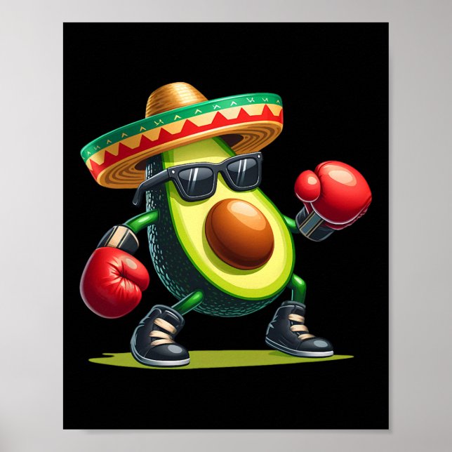 Avocado mit Boxfähigkeiten Cinco De Mayo Funny Poster (Vorne)