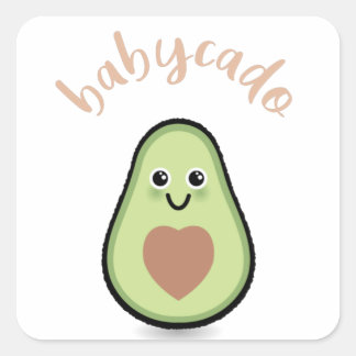 Avocado mit Herz Babycado für ein Baby Quadratischer Aufkleber