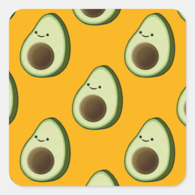 Avocado-Muster Quadratischer Aufkleber (Vorderseite)