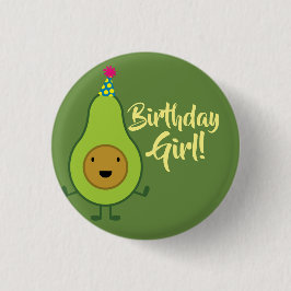 Avocado Niedlich 1. Geburtstag Girl Button Button