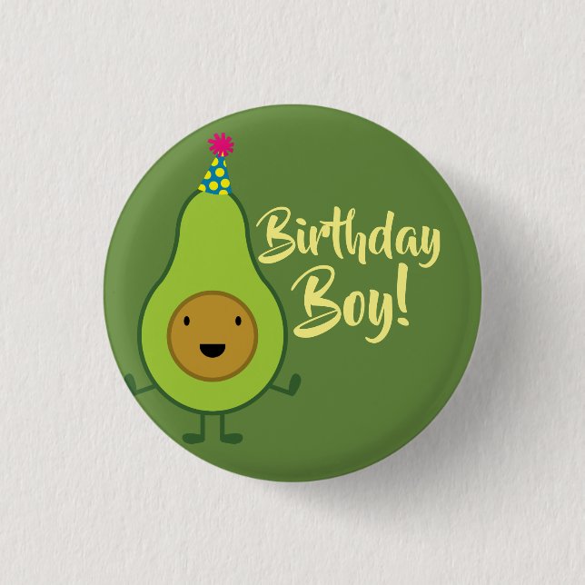 Avocado Niedlich 1. Geburtstag Junge Button Button (Vorderseite)