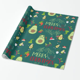 Avocado niedlich Frohe Weihnachten  Geschenkpapier