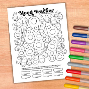 Avocado Niedlich Mood Tracker Daily Moods Tracking Notizblock