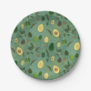 Avocado Party Pattern Pappteller