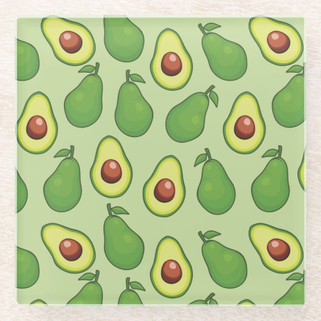 Avocado Pattern Glasuntersetzer (Vorderseite)