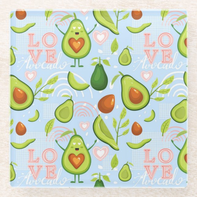 Avocado Pattern Glasuntersetzer (Vorderseite)