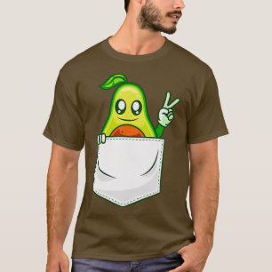 Avocado Peace Sign Brustpocketpocket Fun T-Shirt