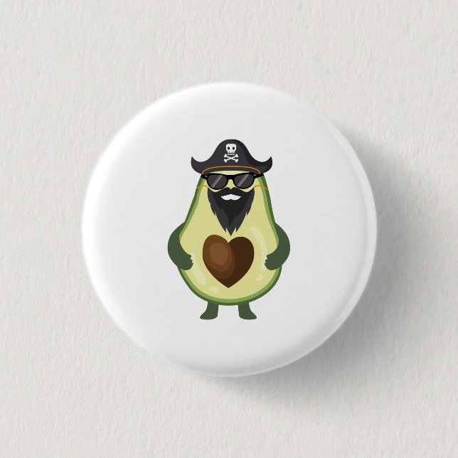 Avocado Pirate Green Beard Funny Food für Kinder Button (Vorderseite)