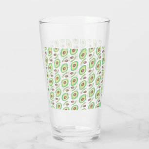 Avocado Pits Slices Fruit Hand Drawn Muster Glas