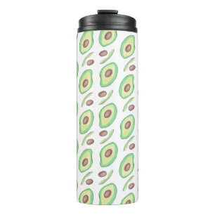 Avocado Pits Slices Fruit Hand Drawn Muster Thermosbecher