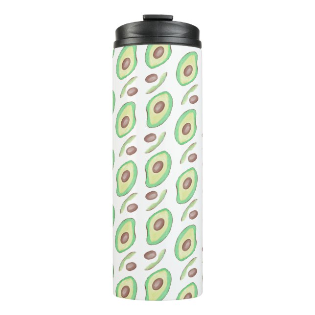 Avocado Pits Slices Fruit Hand Drawn Muster Thermosbecher (Vorderseite)