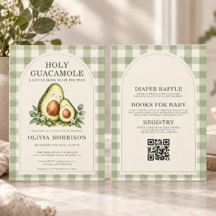 Avocado QR Code Baby Shower Einladung