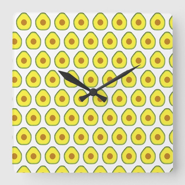 Avocado Quadratische Wanduhr (Vorderseite)