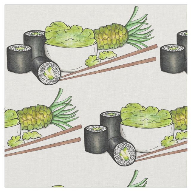 Avocado Roll Wasabi Sushi Japanisches Restaurant Stoff (Nahaufnahme)