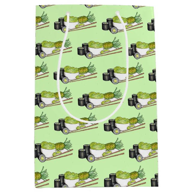 Avocado Rolls Wasabi Sushi Japanisches Essen Abend Mittlere Geschenktüte (Vorderseite)