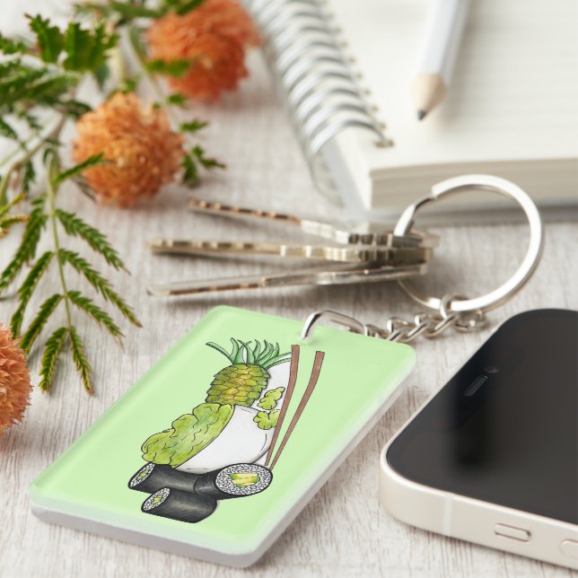 Avocado Rolls Wasabi Sushi Japanisches Essen Abend Schlüsselanhänger (Vorderseite rechts)