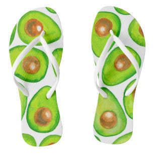 Avocado schneidet Aquarellfarben Flip Flops