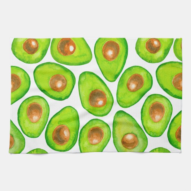 Avocado schneidet Aquarellfarben Handtuch (Horizontal)