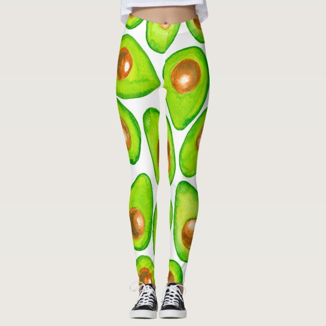 Avocado schneidet Aquarellfarben Leggings (Vorderseite)
