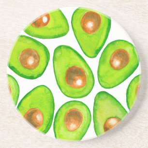 Avocado schneidet Aquarellfarben Sandstein Untersetzer