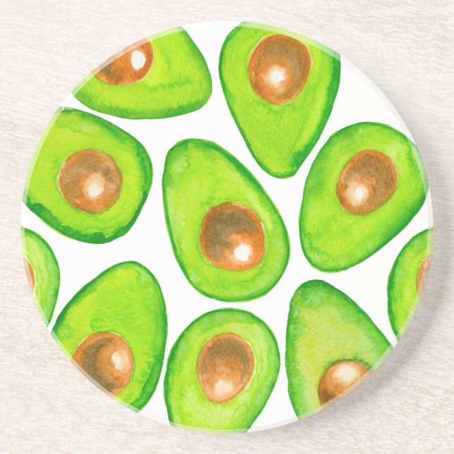 Avocado schneidet Aquarellfarben Sandstein Untersetzer (Vorne)