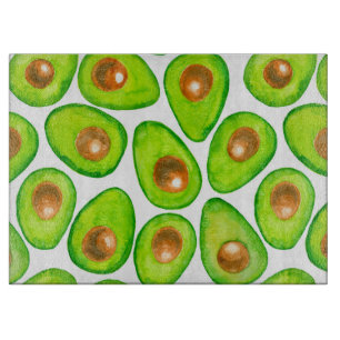 Avocado schneidet Aquarellfarben Schneidebrett