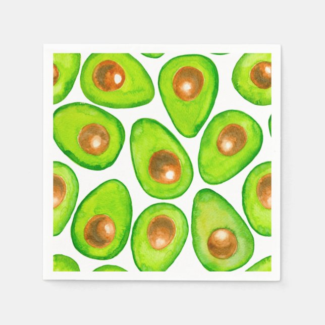 Avocado schneidet Aquarellfarben Serviette (Vorderseite)
