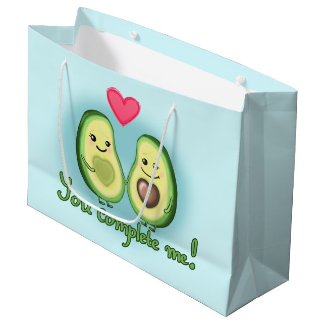 Avocado - Sie vervollständigen mich Große Geschenktüte (Vorderseite Schrägansicht)