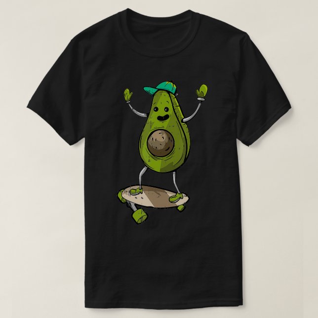 Avocado Skater Skateboard Sommer Funny Food Lover T-Shirt (Design vorne)