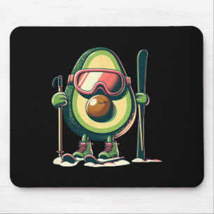 Avocado-Skifahrer mit Schutzbrille Skistöcke Schne Mousepad