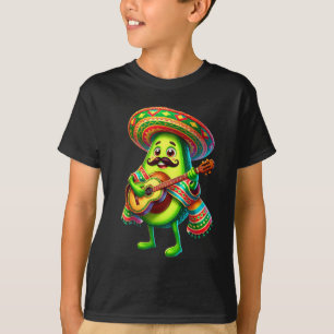 Avocado Sombrero Gitarre Cinco De Mayo Jungen Kind T-Shirt
