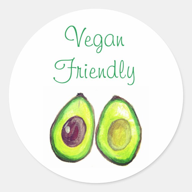 Avocado Spaß Text Vegan Food Healthy Fruit Classi Runder Aufkleber (Vorderseite)