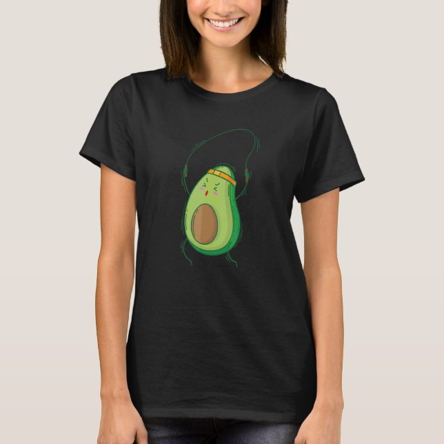 Avocado springt mit einem Springseil T-Shirt (Vorderseite)