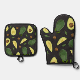 Avocado-Stoff-Set Ofenhandschuh & Topflappen-Set