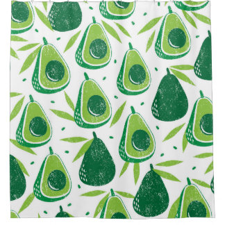 Avocado, strukturierte Briefmarke, nahtlose Muster Duschvorhang