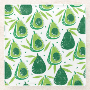 Avocado, strukturierte Briefmarke, nahtlose Muster Glasuntersetzer